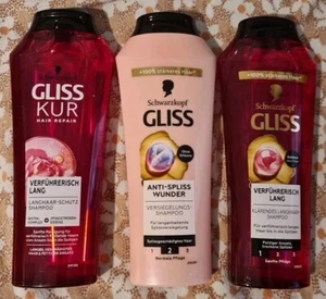 3x Schwarzkopf Gliss Kur Shampoo Anti Spliss Verführerisch Lang Spliss Spitzen - Bild 1 von 2