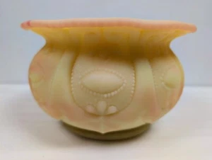 Fenton David Singleton Bailey Farmyard Burmese Uranium Glass Spittoon Bowl Vase - Picture 1 of 8