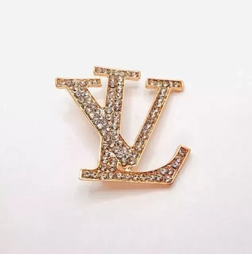 LOUIS VUITTON（LV） Spilla spilla "LV" taglio tondo simulato diamante 1 50 ct placcata oro giallo 14 carati