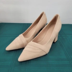 Women High Chunky Block Heel Pointed Toe Elegant Slip On Dress Shoes, Size 9 - Picture 1 of 15