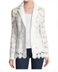 Berek Size S White Lace Floral Daisy Blazer Jacket See Through - Picture 1 of 10