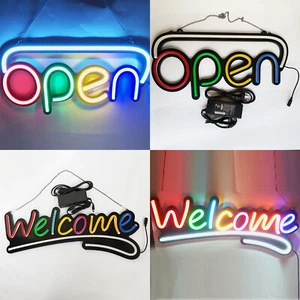 Open Welcome Sign LED Neon Tube Light Auto Motion Flash Hang Multicolor 12V - Bild 1 von 19
