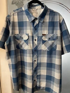 Orvis Men's Large Short Sleeve Blue & White Plaid Button down Shirt NWOT - Picture 1 of 4