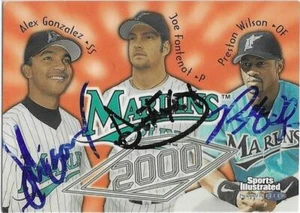 GONZALEZ FONTENOT WILSON Autographed Signed 1999 SI card #57 Florida Marlins COA - Picture 1 of 1
