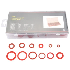 600Pcs Washer Assortment Kit Red Steel Paper Fiber Flat Washers Insulation Washe - Picture 1 of 12