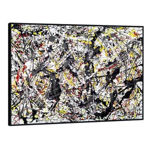 Framed Art Print Silver Over Black,White,Yellow and Red by Jackson Pollock - Picture 1 of 27