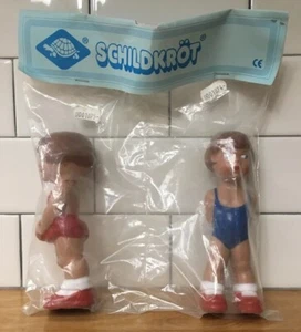 NEW IN ORIGINAL PACKAGE Schildkrot German rattle dolls 2 girls swimsuit RARE - Picture 1 of 10