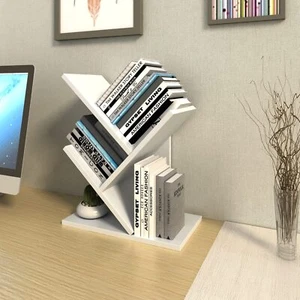 Tree Bookshelf 3-Tier Storage Organizer Shelves Floor Standing Bookcase Wood - Picture 1 of 9