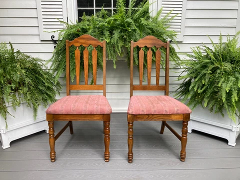 2 VTG MISSION ARTS & CRAFTS SHAKER OAK WOOD DINING ROOM TABLE SIDE ACCENT CHAIRS Cover