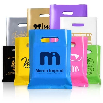 Personalised Plastic Carrier Bag Logo Printed Custom Bags Promotion Gift - Image 1 of 4