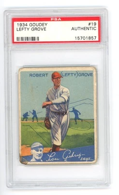 1934 Goudey LEFTY GROVE #19 Big League Chewing Gum Vtg Baseball PSA AUTHENTIC - Image 1 of 3