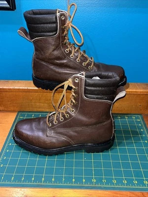 Montblanc Hombres 9.5 D, Botas de Trabajo de Combate de Cuero Marrón De Colección Sears Foto 1 de 4