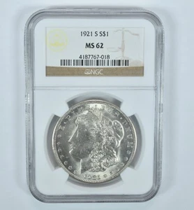 1921-S Morgan Silver Dollar MS62 NGC Brown Label - Picture 1 of 5