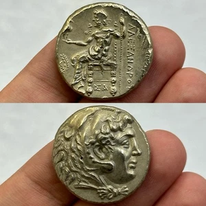 Rare Ancient Greek tetradrachm of Alexander III With Herakles And Zeus Image - Picture 1 of 9