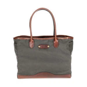 Bolso de Mano Tom Beckbe Lona Encerada Cuero Marrón Corteza NUEVO $250 Deportivo Exterior - Imagen 1 de 8