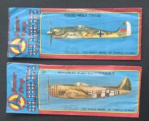 2 × POWER PROP GLIDERS FOCKE WULF FW190 / REPUBLIC P-47 VINTAGE 1980s STYROFOAM - Picture 1 of 11