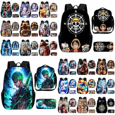 UK One Piece Monkey D Luffy School Backpack Lunch Bag Rucksack Pencil Case gift - Image 1 of 4
