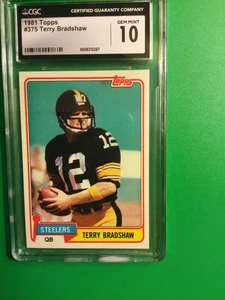 1981 topps # 375 terry bradshaw cgc gem mint 10 - Picture 1 of 2