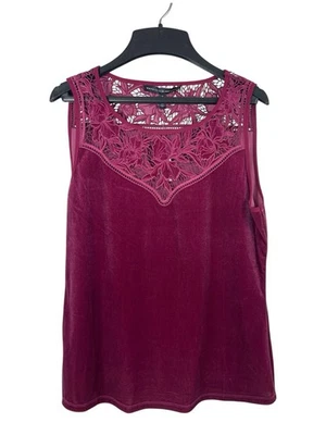 Top sin mangas de terciopelo concha del mercado negro de la Casa Blanca M Pinot bordado de encaje Foto 1 de 4