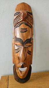 Vintage African Tribal Hand Carved Wooden Mask 35.3cm - Picture 1 of 13