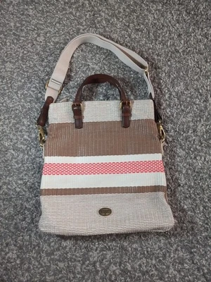 Bolso Bandolera Fóssil Boho de Hombro Explorador Plegable a Rayas Tela y Cuero Foto 1 de 4