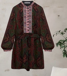 NWTZARA JACQUARD RIBBON SHORT DRESS WITH LONG SLEEVES - Picture 1 of 6