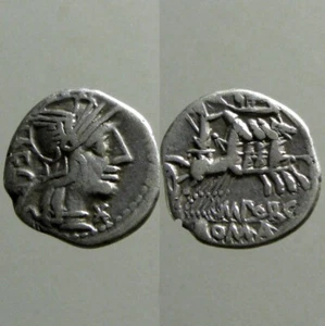 Roman Republic Silver Denarius of Porcius Leaca 125 BC - Picture 1 of 1