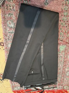 Jos A Bank Men's Black Tuxedo Pants 33 X 32 Wool,Stripe On The Side Retails $150 - Picture 1 of 6