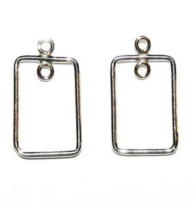 M6125 Sterling Silver Filled 15mm Rectangle Drop with 2-Loops Component 2pc - Picture 1 of 1