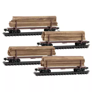Paquete de 4 vagones de registro N MICRO TRAINS 983 00 232 #232 40' vagón de troncos moderno - Imagen 1 de 1