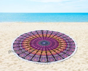 48" Round Pink Multi Mandala Cotton Tapestry Hippie Picnic Sheet Beach Roundi - Picture 1 of 6