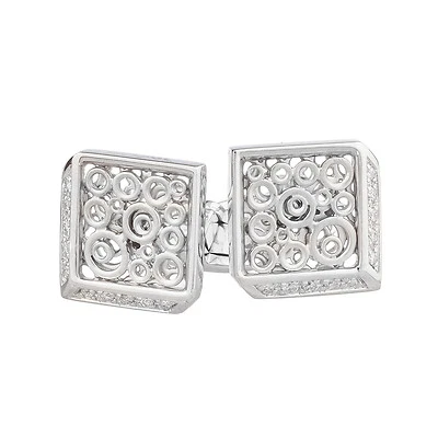 14K White Gold Diamond Cuff Links 0.23ct  - Image 1 of 3