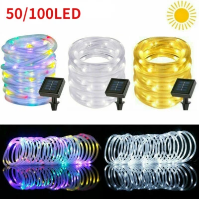 LED Solar Rope Tube String Fairy Lights Strip Waterproof Outdoor Garden Patio - Image 1 of 4