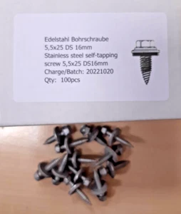 100x thin sheet screws 5.5x25 DS16 stainless steel drill screw - Picture 1 of 3
