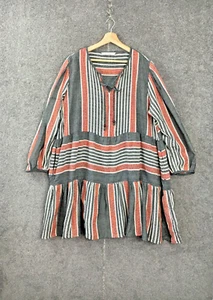 Joop & Gypsy dress size 14 multicolour A-line balloon sleeve v neck 100% cotton - Picture 1 of 24