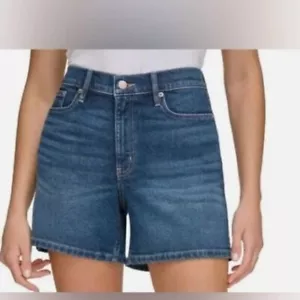 NEW Calvin Klein Womens 12 Denim High-Rise Shorts Dark Wash 99% Cotton - Picture 1 of 10