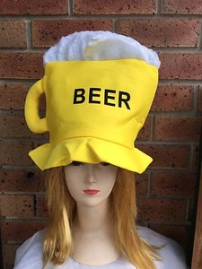 BEER HAT Drinking Mug Party Costume Accessory Fancy Dress Cap - Picture 1 of 3