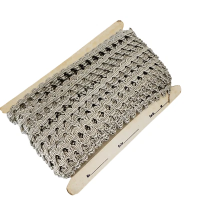 Antiguo botín de encaje metálico plateado brocado trenza lazos yardas POR YARDA Foto 1 de 4