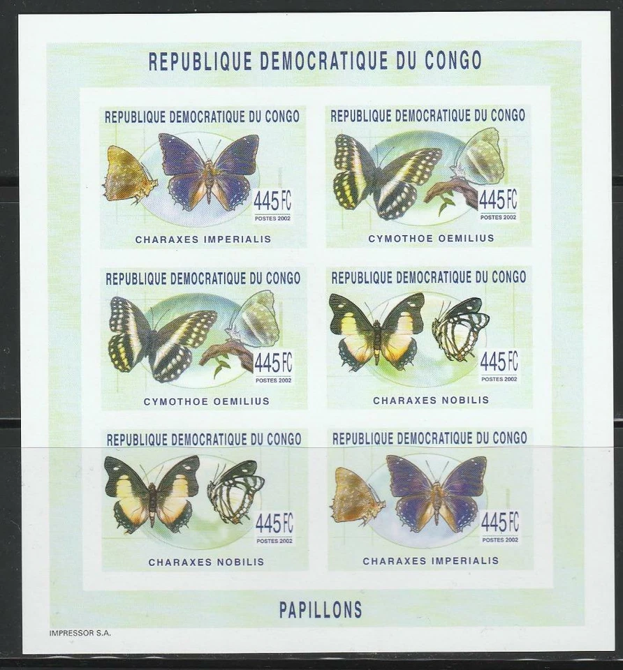 CONGO INSECTS BUTTERFLIES STAMPS 2003  BUTTERFLIES IMPERF SHEET MNH - IB165 - Image 1 of 1