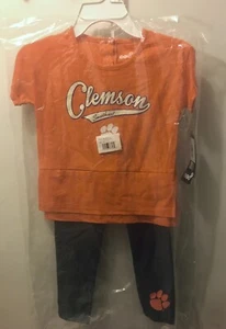 Clemson Tigers Shirt Leggings Sweetheart 2 Piece Outfit Girl’s Size S (4)  NEW! - Picture 1 of 2