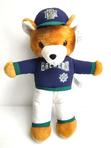 Milwaukee Brewers Vintage Play By Play Plush Bear Animal 12" Collectable Cover