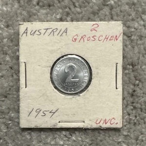Austria 1954 2 groschen - Hermosa moneda - Sin circular RARA - Imagen 1 de 2