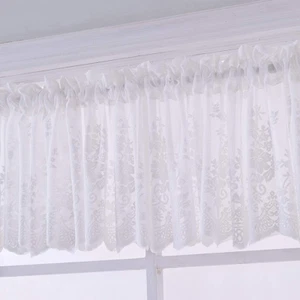 Lace Sheer Kitchen Cafe Curtain Valance Floral Embroidered Rod Pocket Short Curt - Picture 1 of 12