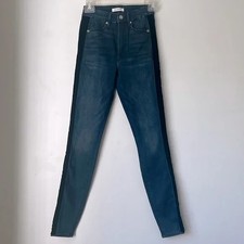 Good American Good Waist High Rise Velvet Tuxedo Stripe Denim Jeans 00 /24"