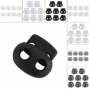 8pcs Plastic Spring Cord Locks Double Hole End Rope Fastener Slider - Picture 1 of 10