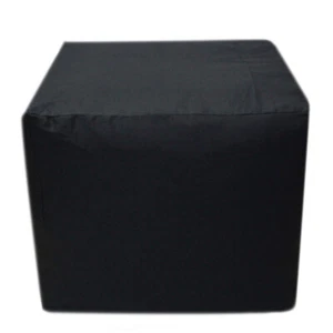 Indian Plain Black Square Ottoman Pouf Cover Footstool Seating Case 100% Cotton - Picture 1 of 2