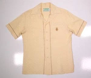 Waltah Clarke's Vintage 60's 70's Hawaiian Beige Button-Up Shirt Men's Medium - Picture 1 of 6