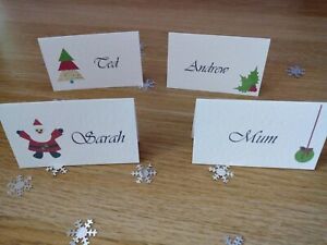 10 x Handmade Personalised Christmas Name Place Cards 