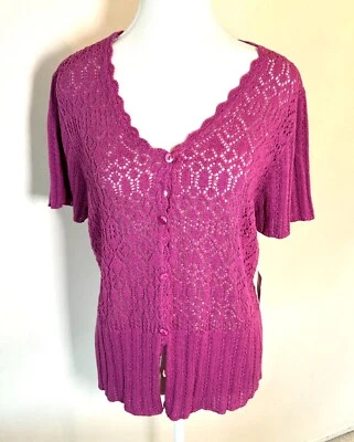 Новый Crazy Horse Liz Claiborne женщин большой крючком кардиган свитер кнопка розовый - Изображение 1 из 4