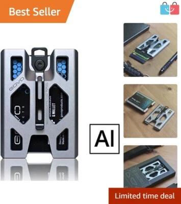 Portatarjetas de identificación plateado ligero con clip con resorte y funcionalidad de billetera Foto 1 de 4